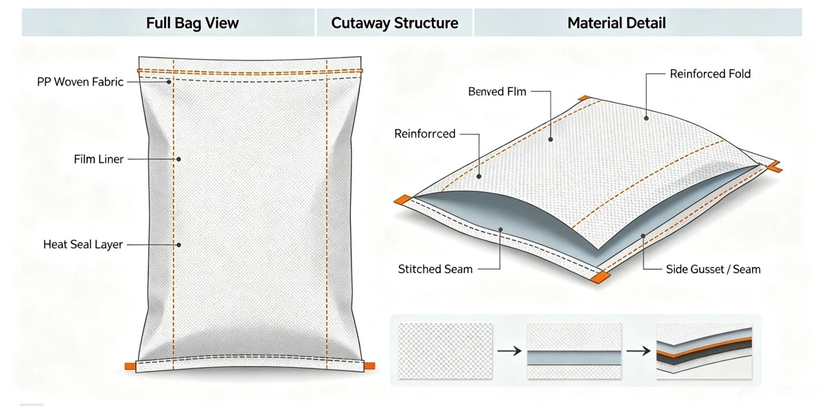 PP Woven Sack Bag Structure PP Woven Sack Bag Structure